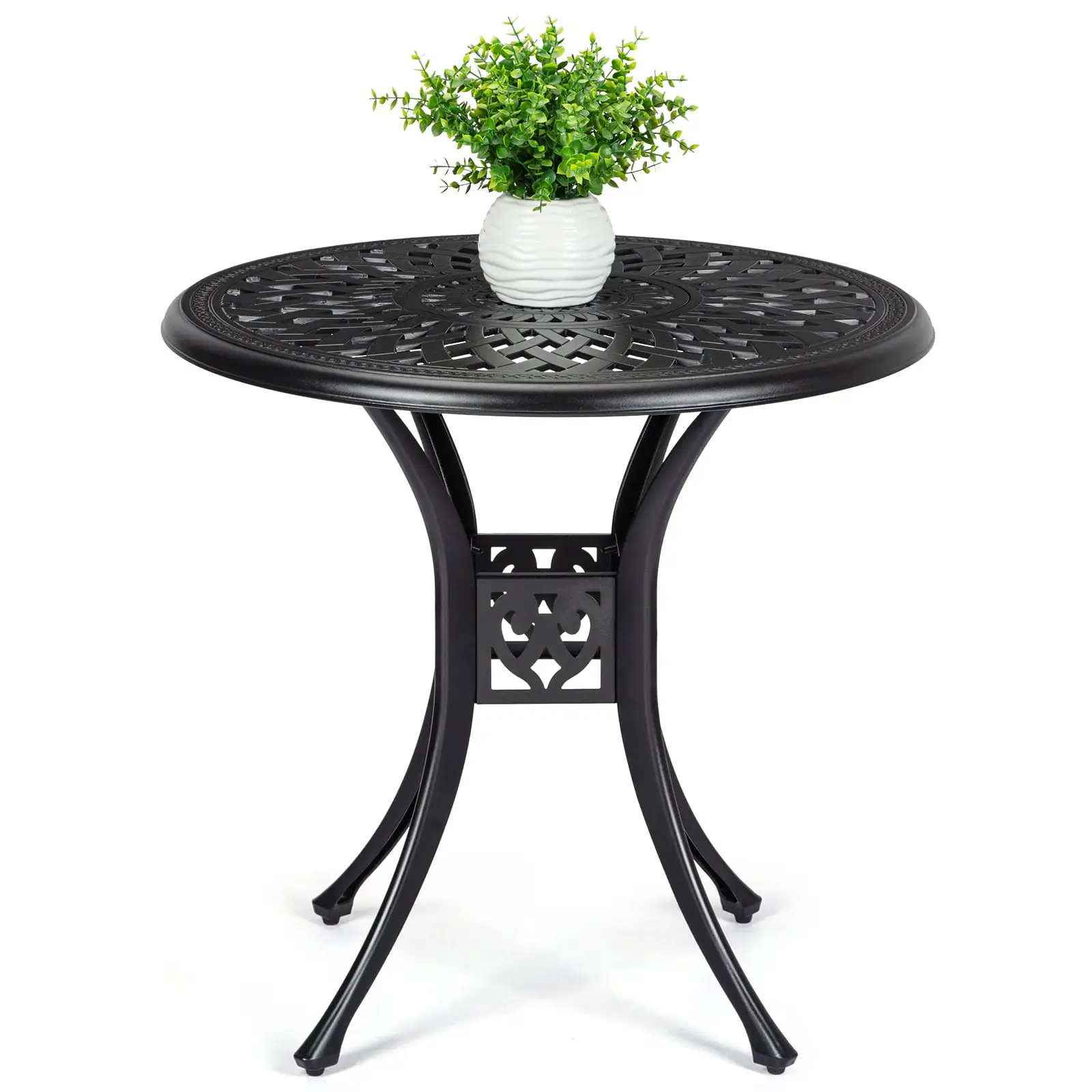 Whizmax Outdoor Patio Round Table. Cast Aluminum Bistro Table For Patio. Backyard. Swimming Pool. Indoor Companion. Easy To Maintain And Weather Resistant