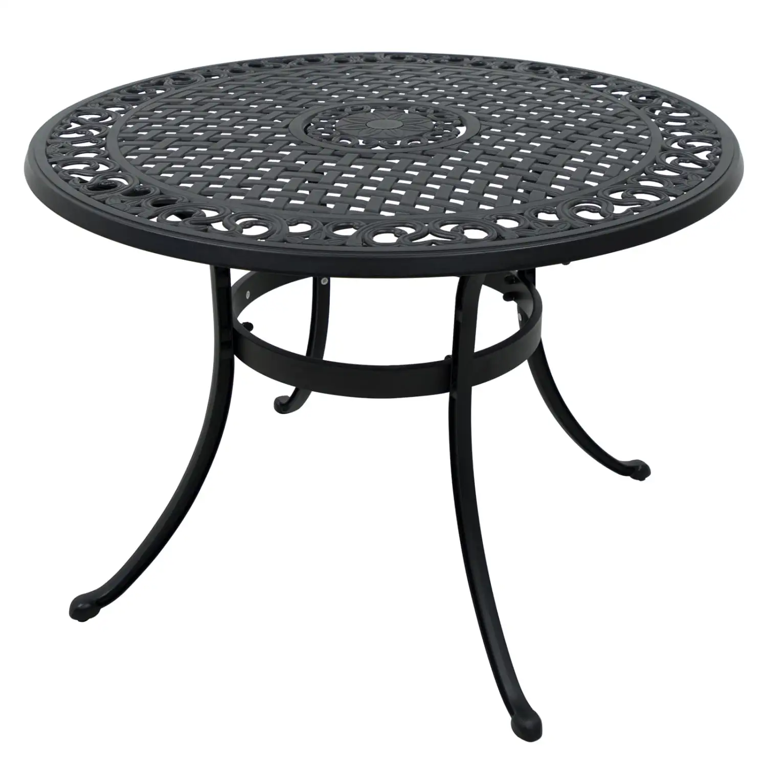 YLtoohoom 42 Inch Cast Aluminum Patio with Umbrella Hole Round Patio Bistro for Garden Patio Yard Black with Antique Bronze at The Edge