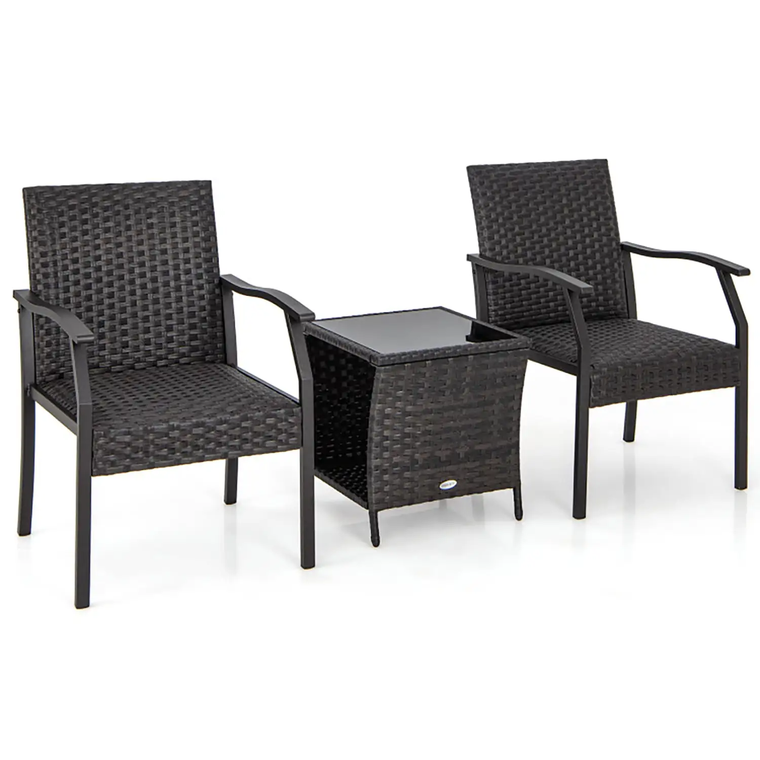 YYAo Outdoor Bistro Set. Outdoor Conversation Sets. 3 Piece Patio Wicker Chair Set with Quick Dry Foam Cushions