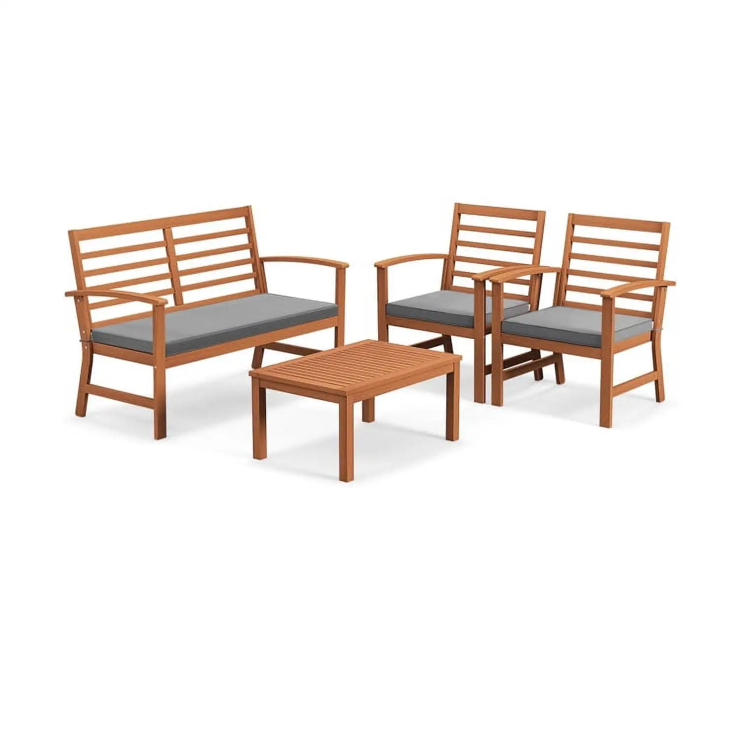 YYAo Outdoor Bistro Set. Outdoor Conversation Sets. 4 Pieces Outdoor Furniture Set with Stable Acacia Wood Frame-Gray