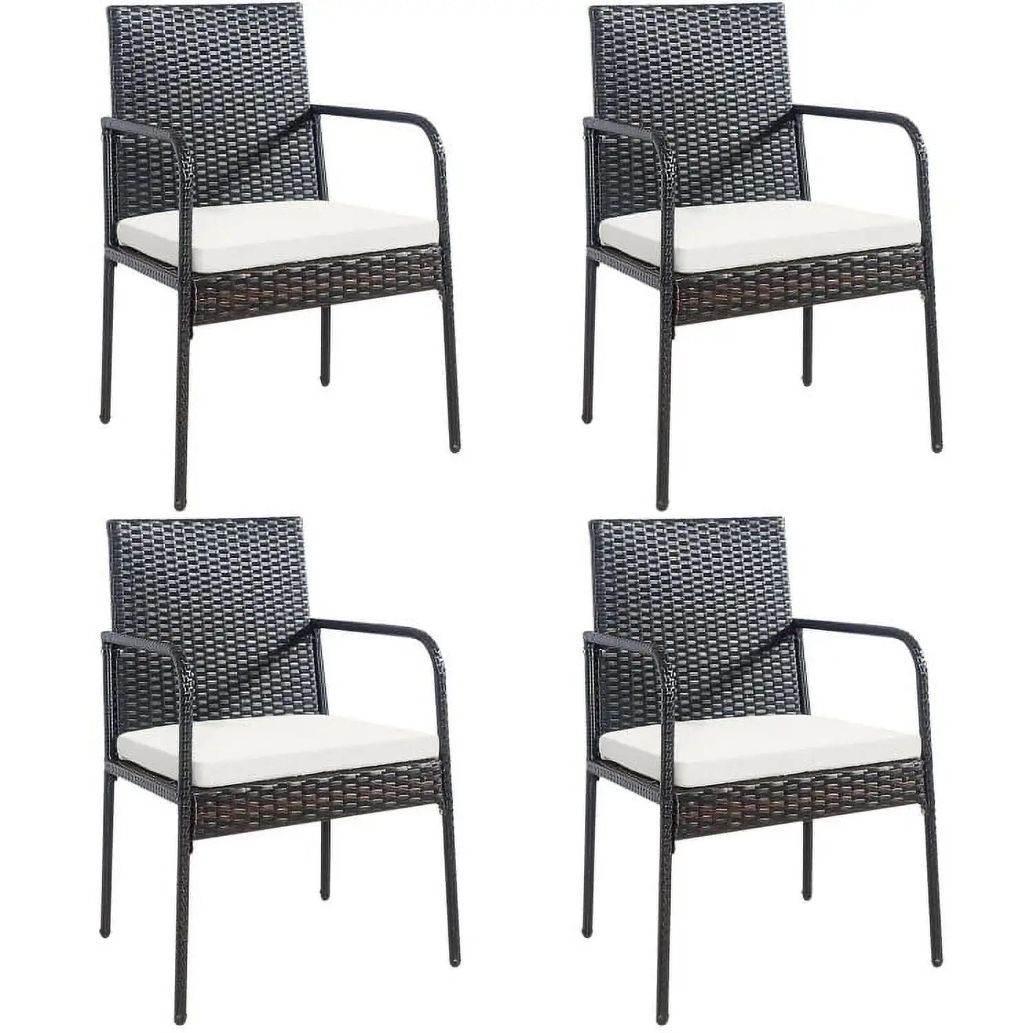 YYAo Patio Furniture Set. 4 Pieces Patio Wicker Rattan Dining Set with Comfy Cushions. Outdoor Patio Set. Patio Bistro Set. All-Weather Wicker Conversation Set