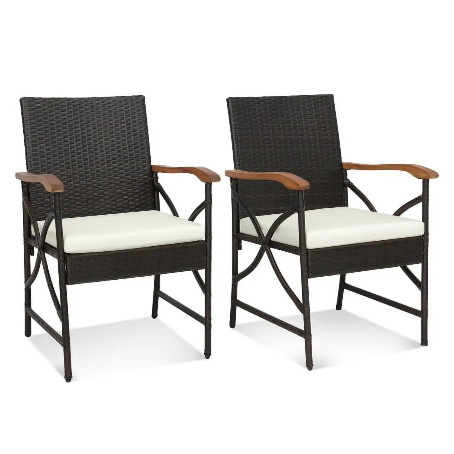 YYAo Patio Furniture Set. Set of 2/4 Patio Wicker Chairs with Soft Zippered Cushion-Set of 4. Patio Bistro Set. All-Weather Wicker Conversation Set