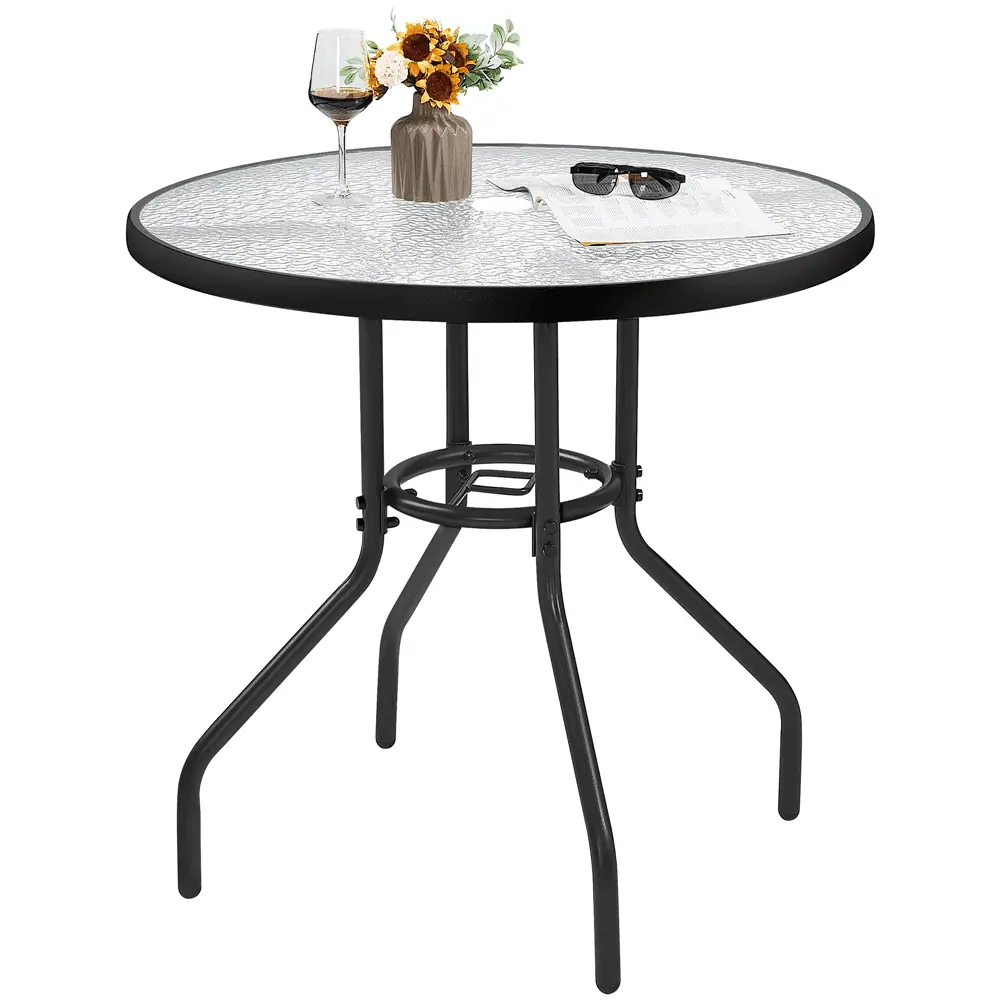 Yaheetech 31.5'' Outdoor Patio Round Bistro Table with Umbrella Hole.Black