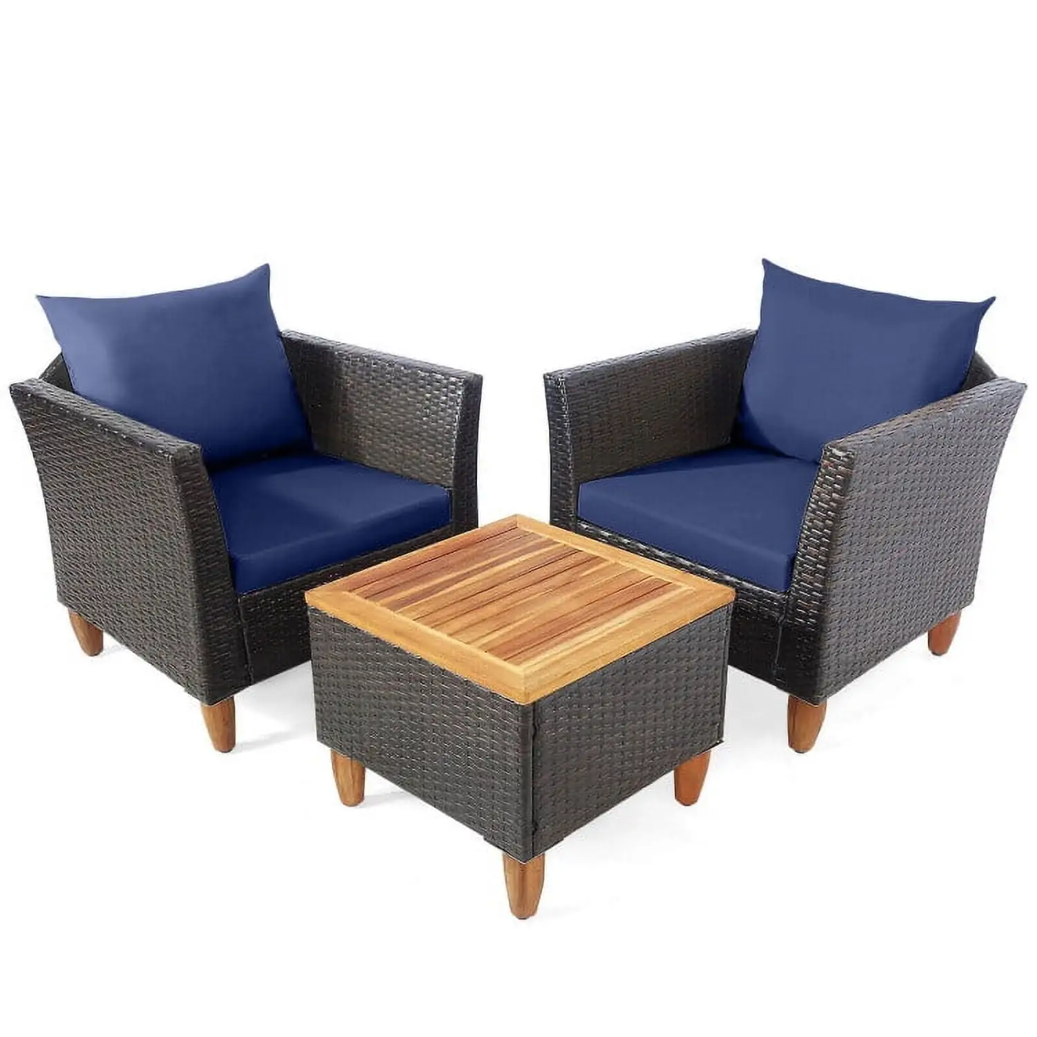 Yardi Yard 4 Pieces Outdoor Rattan Conversation Set with Protective Cover. Outdoor Patio Furniture Set