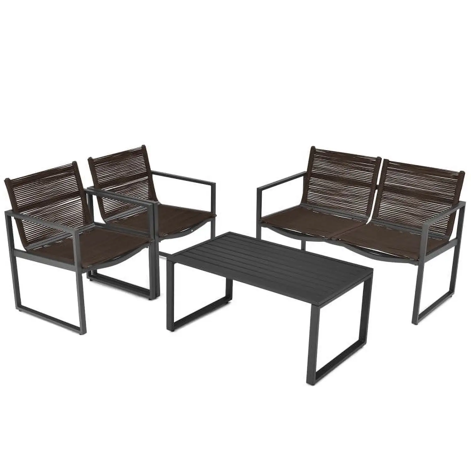 Yardi Yard 4 Pieces Patio Furniture Conversation Set. Outdoor Furniture Garden Conversation Bistro Sets with Loveseat and Coffee Table