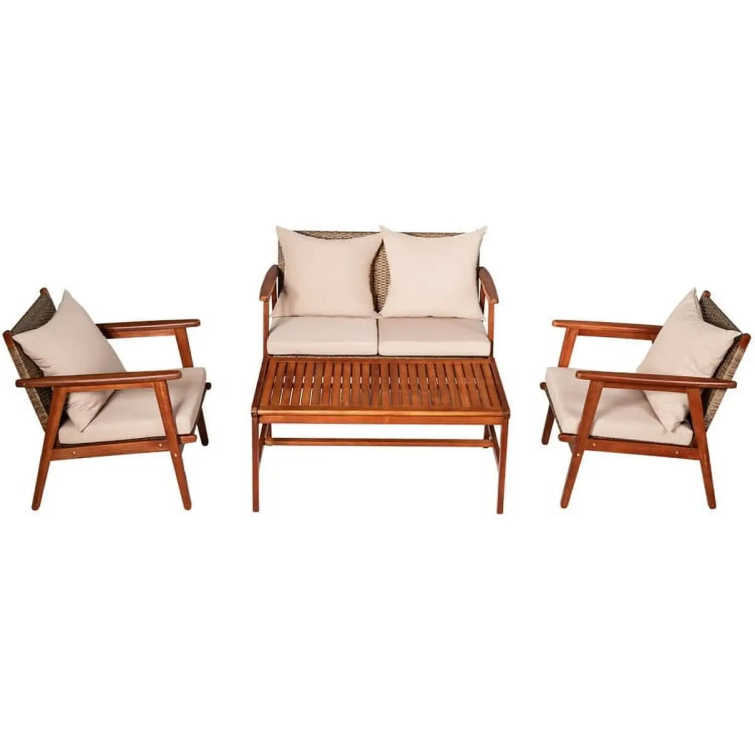 Yardi Yard Patio Furniture 3 Pieces Patio Wicker Rattan Furniture Set. Outdoor Wicker Rattan Chairs Garden Backyard Balcony Porch Poolside loveseat with Cushion for Lawn Backyard-Red