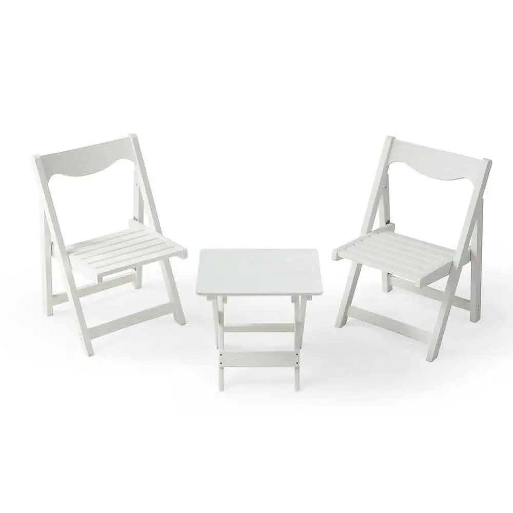 YiLaiIn HIPS Foldable Small Table and Chair Set with 2 Chairs and Rectangular Table White