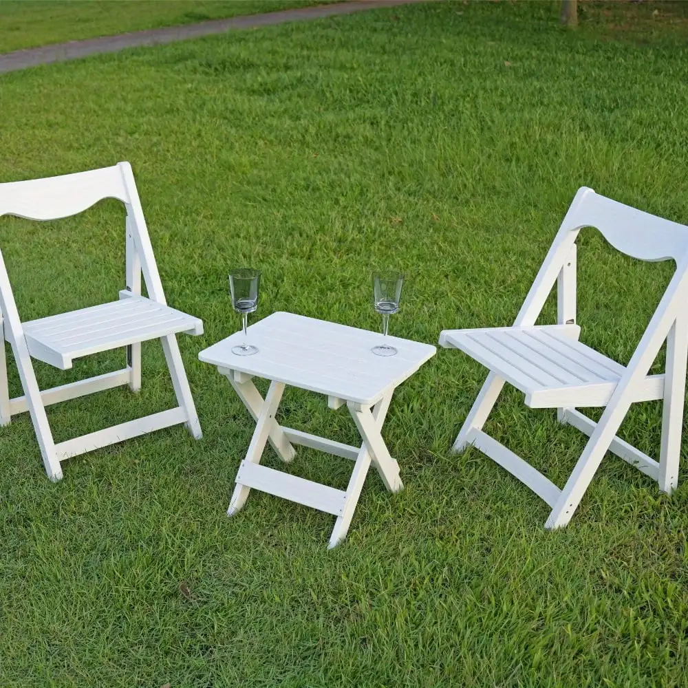 Zateety Foldable Small Table and Chair Set with 2 Chairs and Rectangular Table White