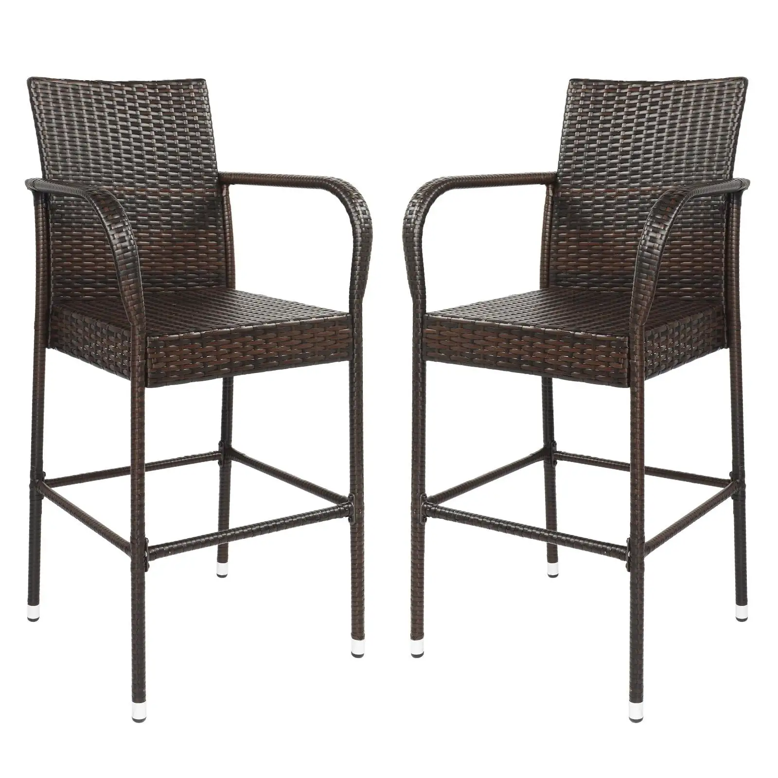 Zimtown 2 PCS Rattan Wicker Bar Stool Dining High Counter Chair Patio Furniture. Brown Gradient. Patio Bar Chairs