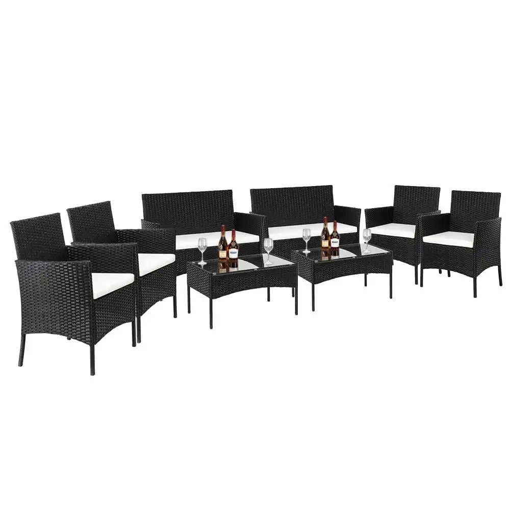 Zimtown 8 Piece Outdoor Conversation Set PE Rattan with Cushions. Wicker Sectional Set for Free Combination