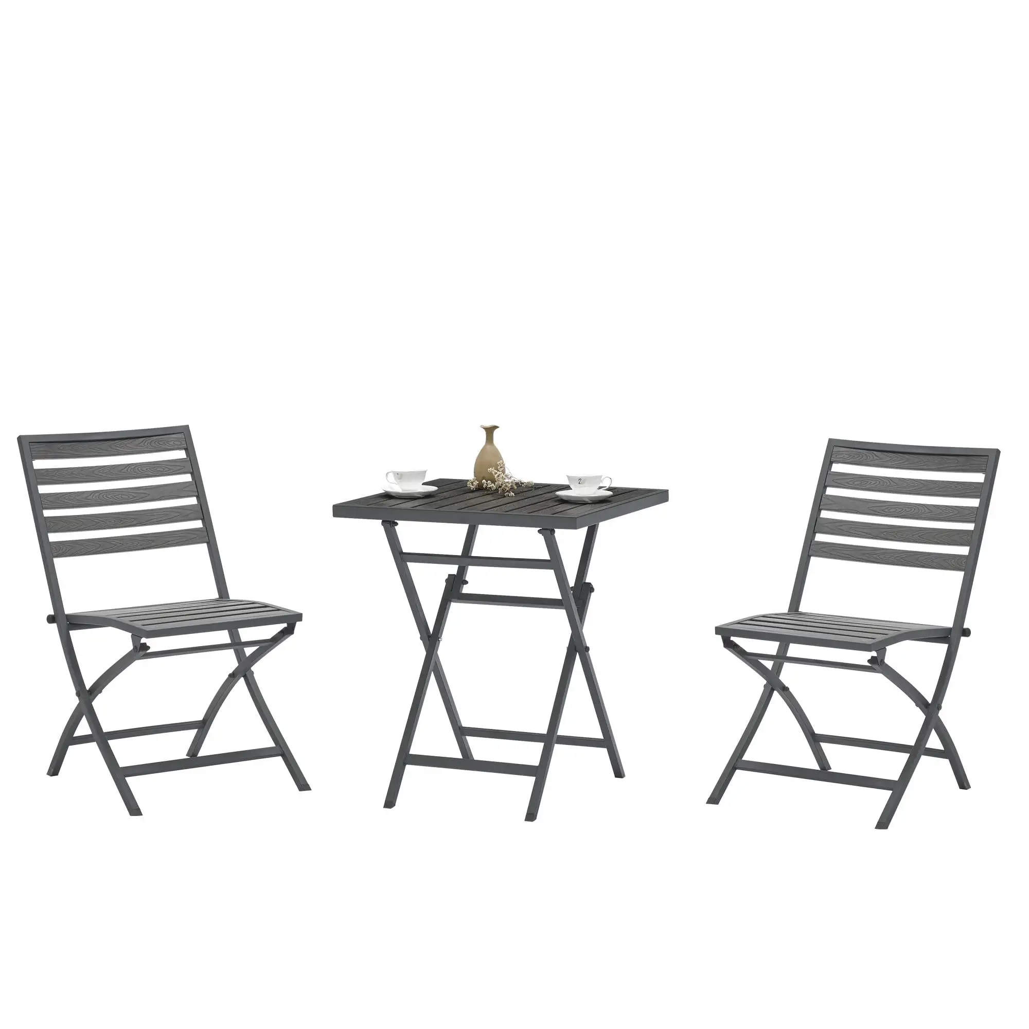 Zimtwon 3 PCS Modern Bistro Set Rattan Chair Conversation Sets