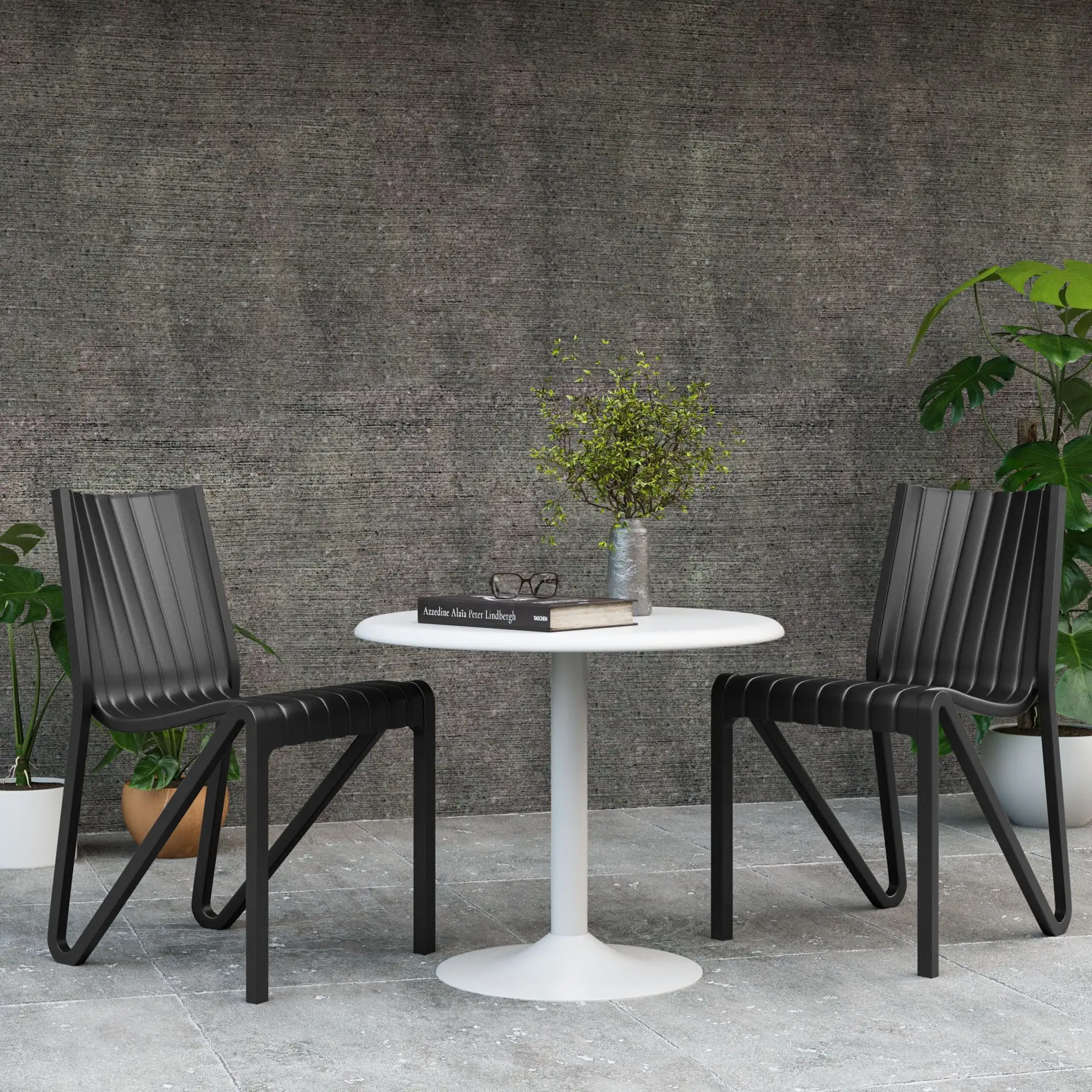 Zyleg Chairs and Heron Table Set. Black