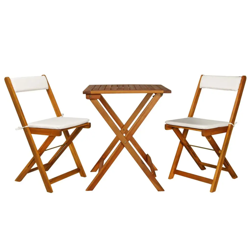 ametoys 3 Piece Folding Bistro Set with Cushions Solid Acacia Wood