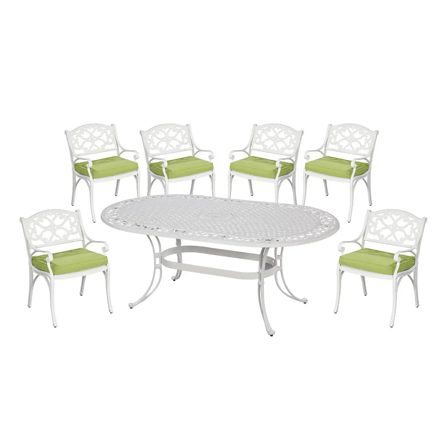 homestyles Sanibel White Aluminum 7 Piece Outdoor Dining Set