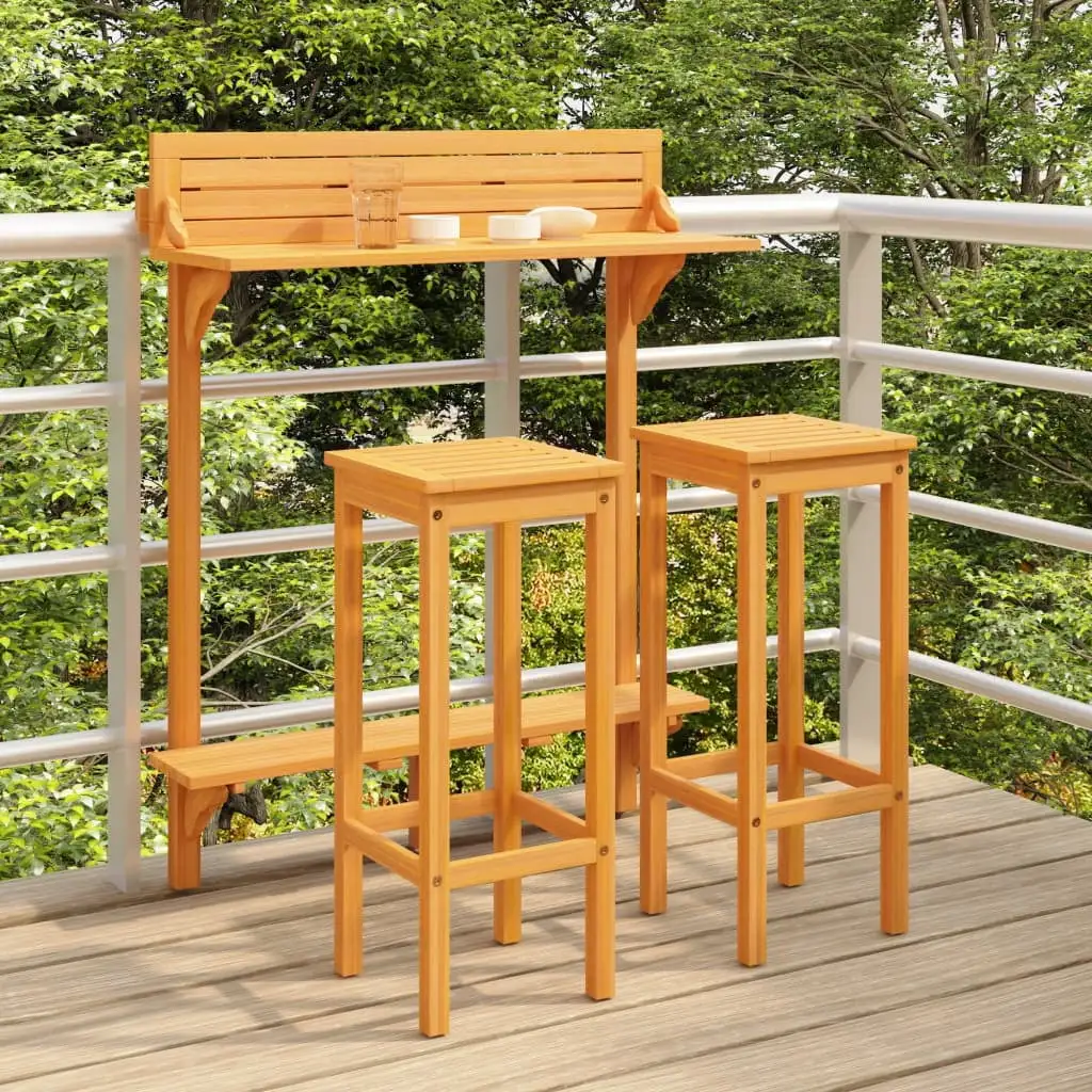 vidaXL 3 Piece Balcony Bar Set Solid Acacia Wood