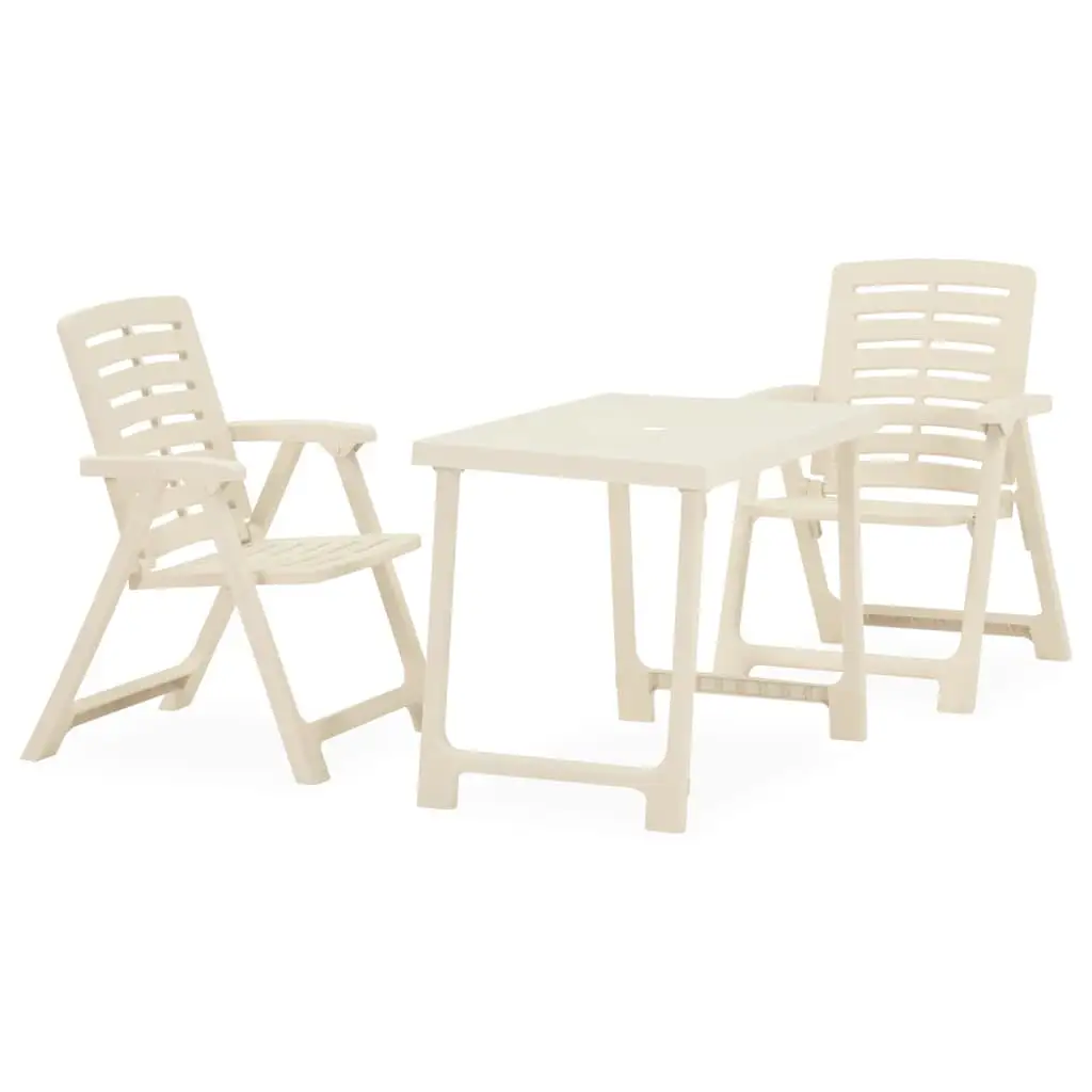 vidaXL 3 Piece Folding Bistro Set Plastic White