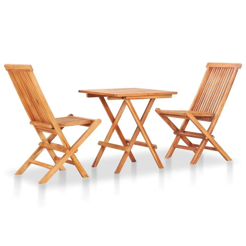 vidaXL 3 Piece Folding Bistro Set Solid Teak Wood. 48997