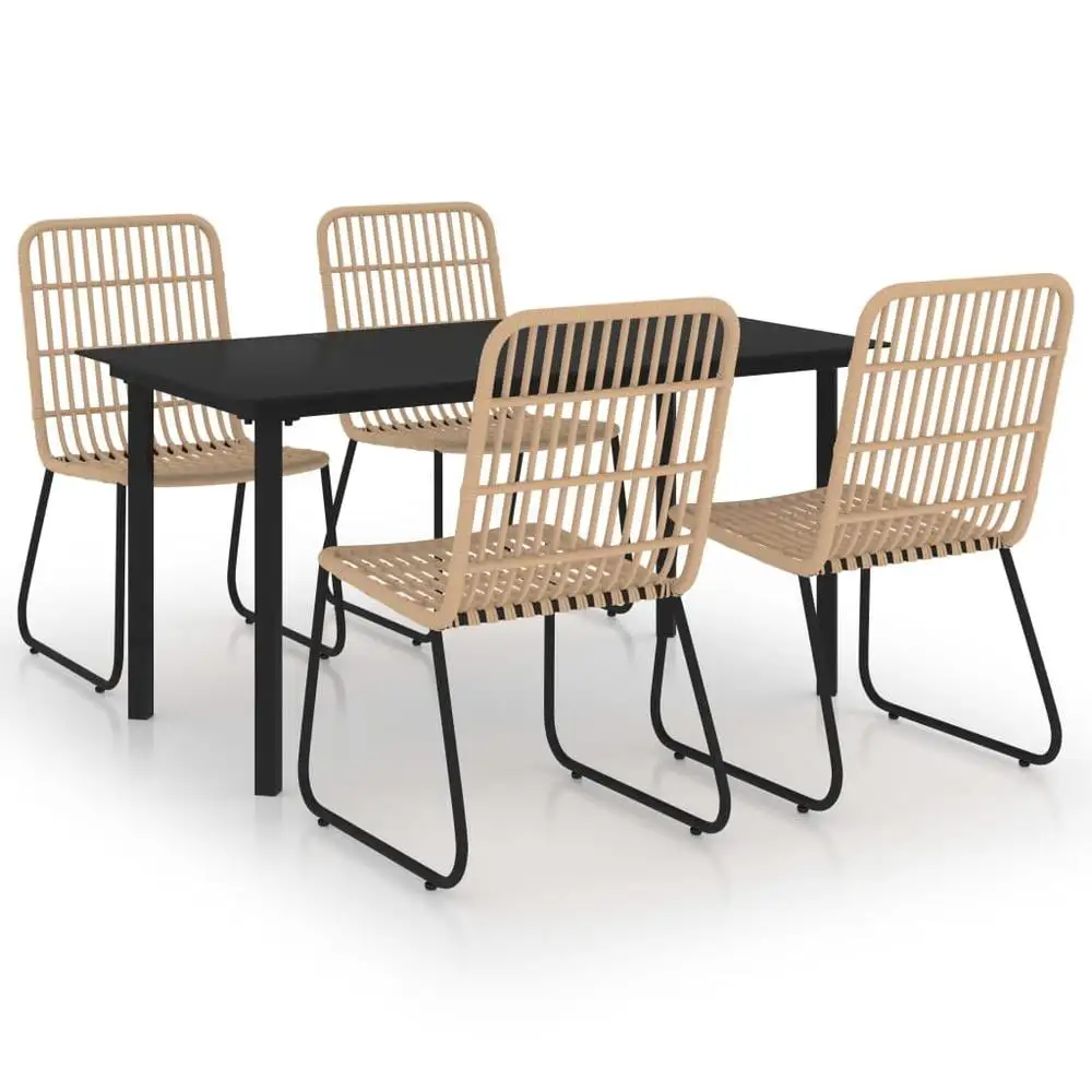 vidaXL 5 Piece Outdoor Dining Set Poly Rattan and Glass 0239