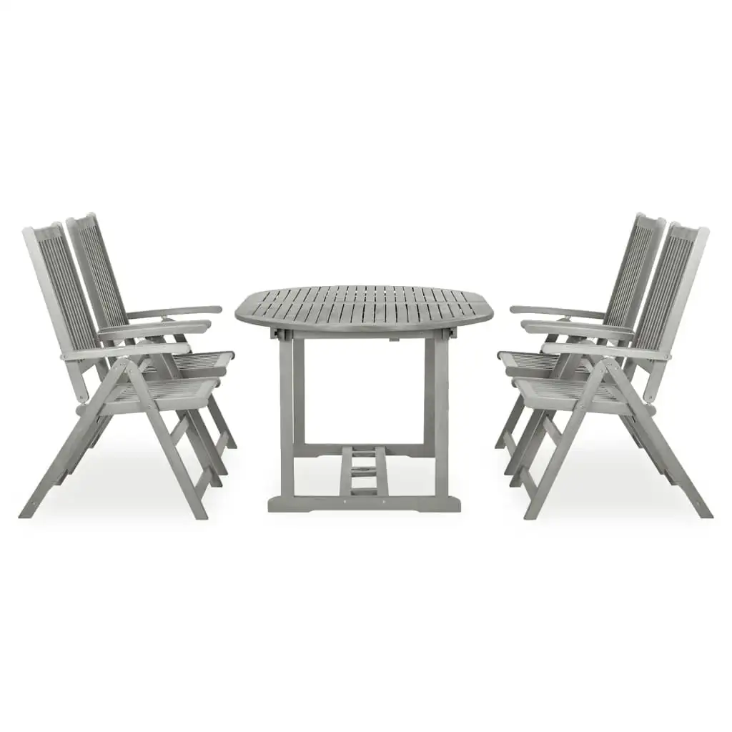 vidaXL 5 Piece Patio Dining Set Solid Acacia Wood Gray