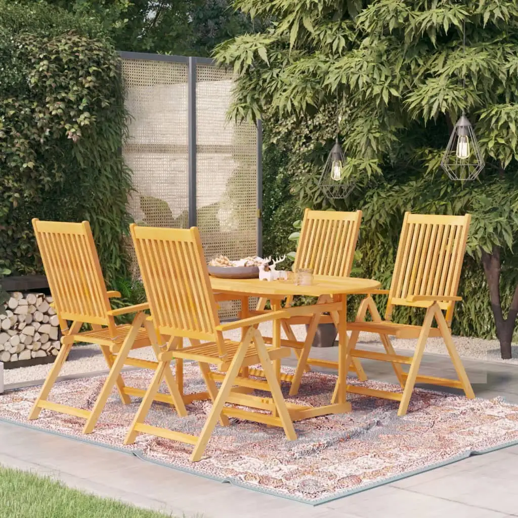 vidaXL 5 Piece Patio Dining Set Solid Teak Wood