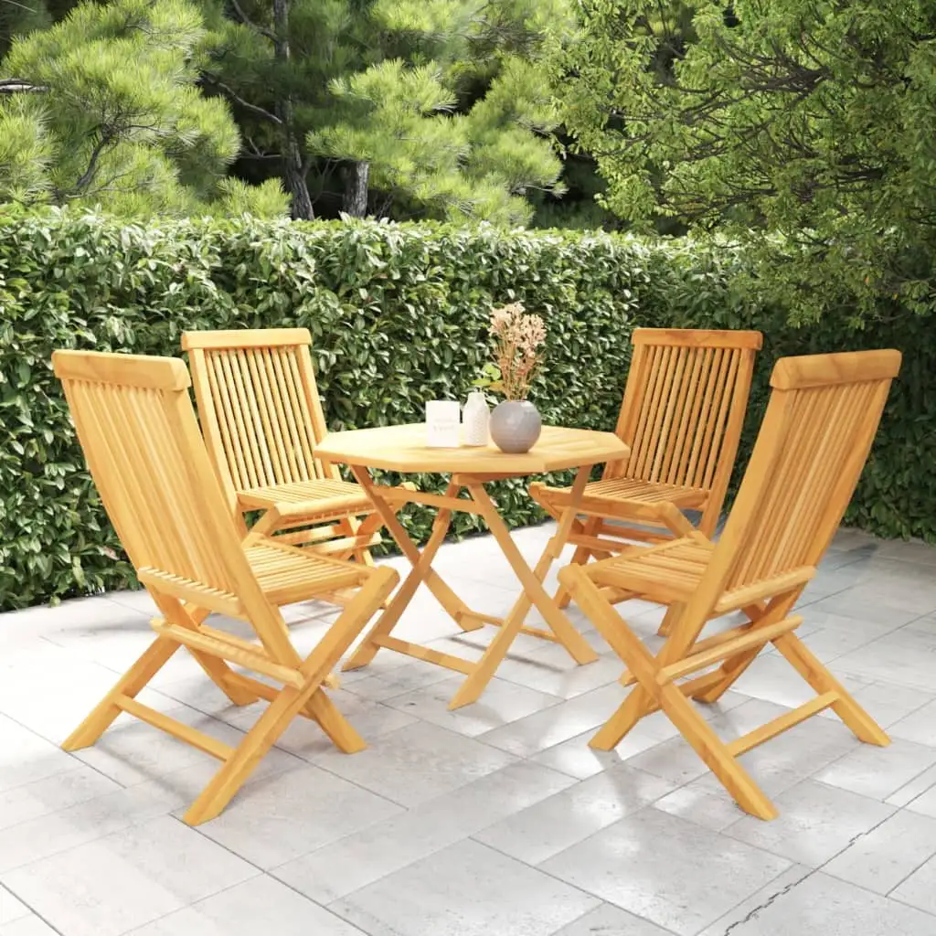 vidaXL 5 Piece Patio Dining Set Solid Teak Wood