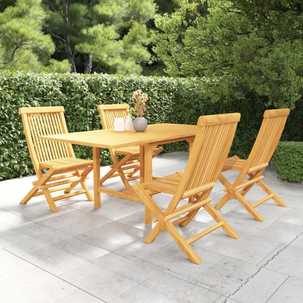 vidaXL 5 Piece Patio Dining Set Solid Teak Wood