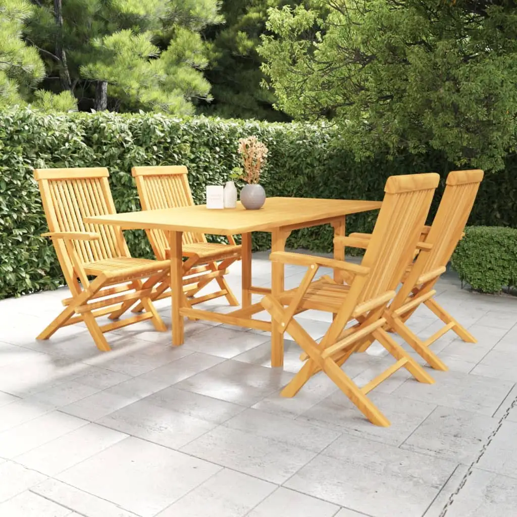 vidaXL 5 Piece Patio Dining Set Solid Teak Wood