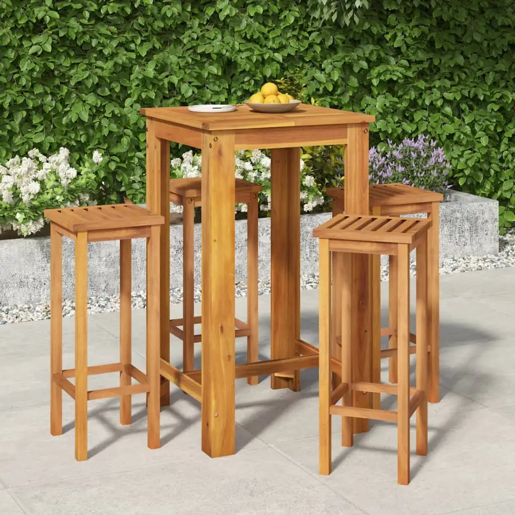 vidaXL 5 Piece Patio Dining Set Solid Wood Acacia