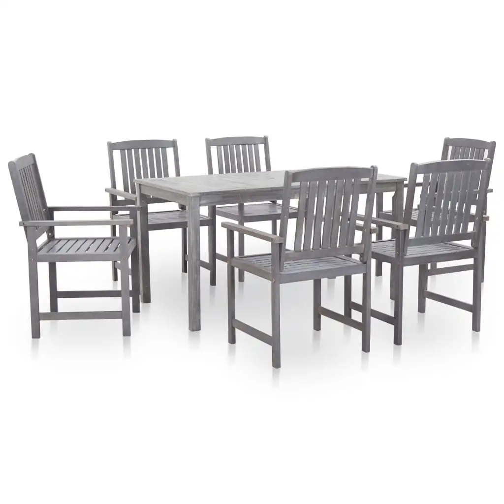 vidaXL 7 Piece Patio Dining Set Solid Acacia Wood Outdoor Garden Brown/Gray