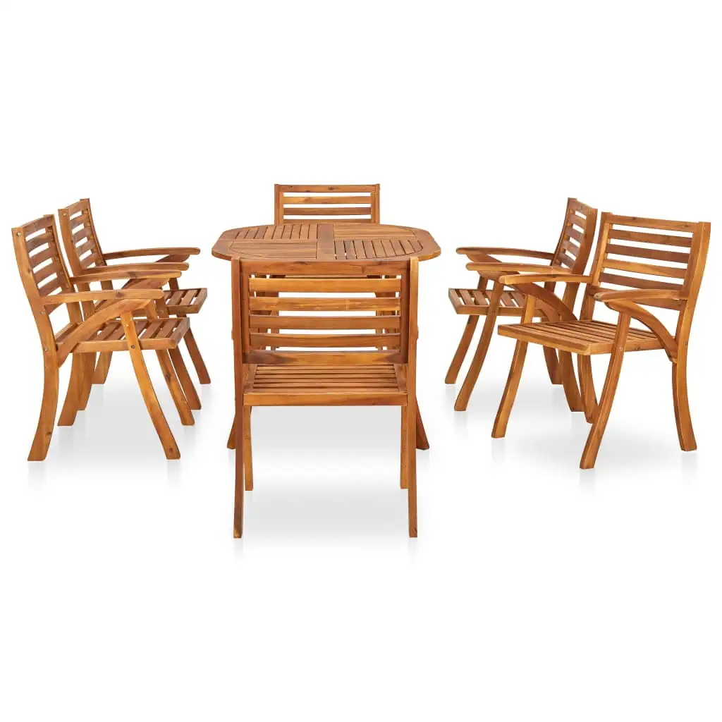 vidaXL 7 Piece Patio Dining Set Solid Acacia Wood