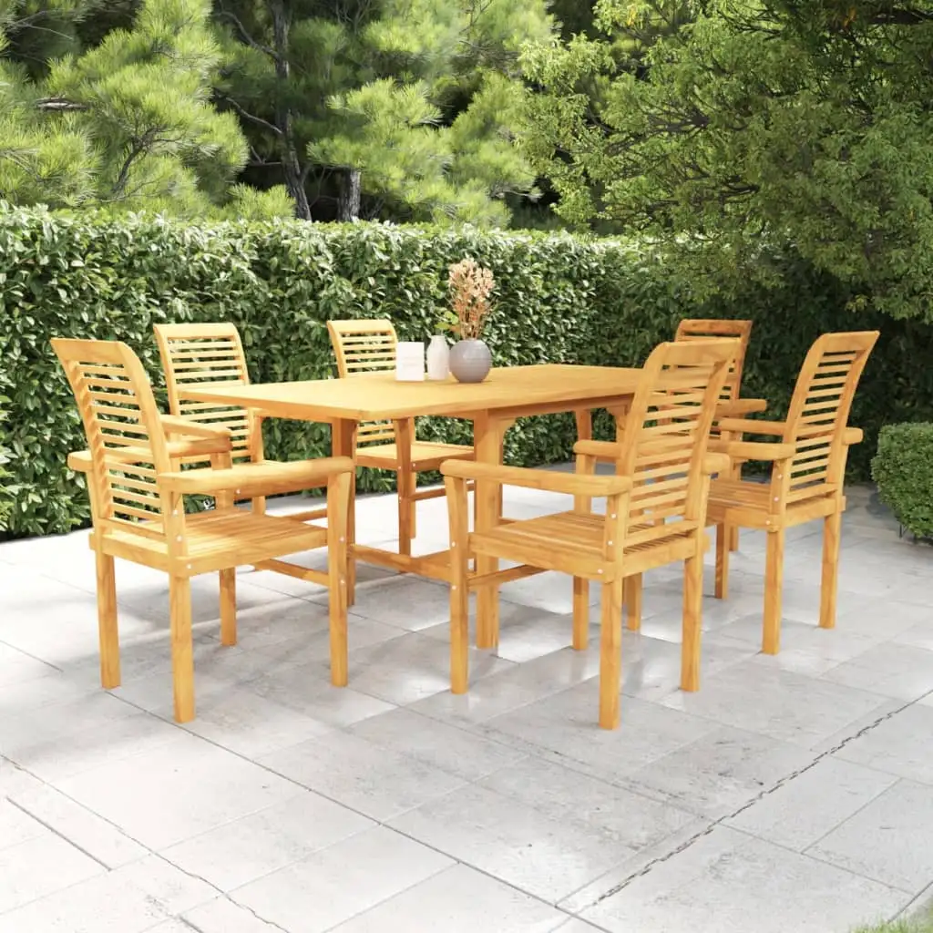 vidaXL 7 Piece Patio Dining Set Solid Teak Wood