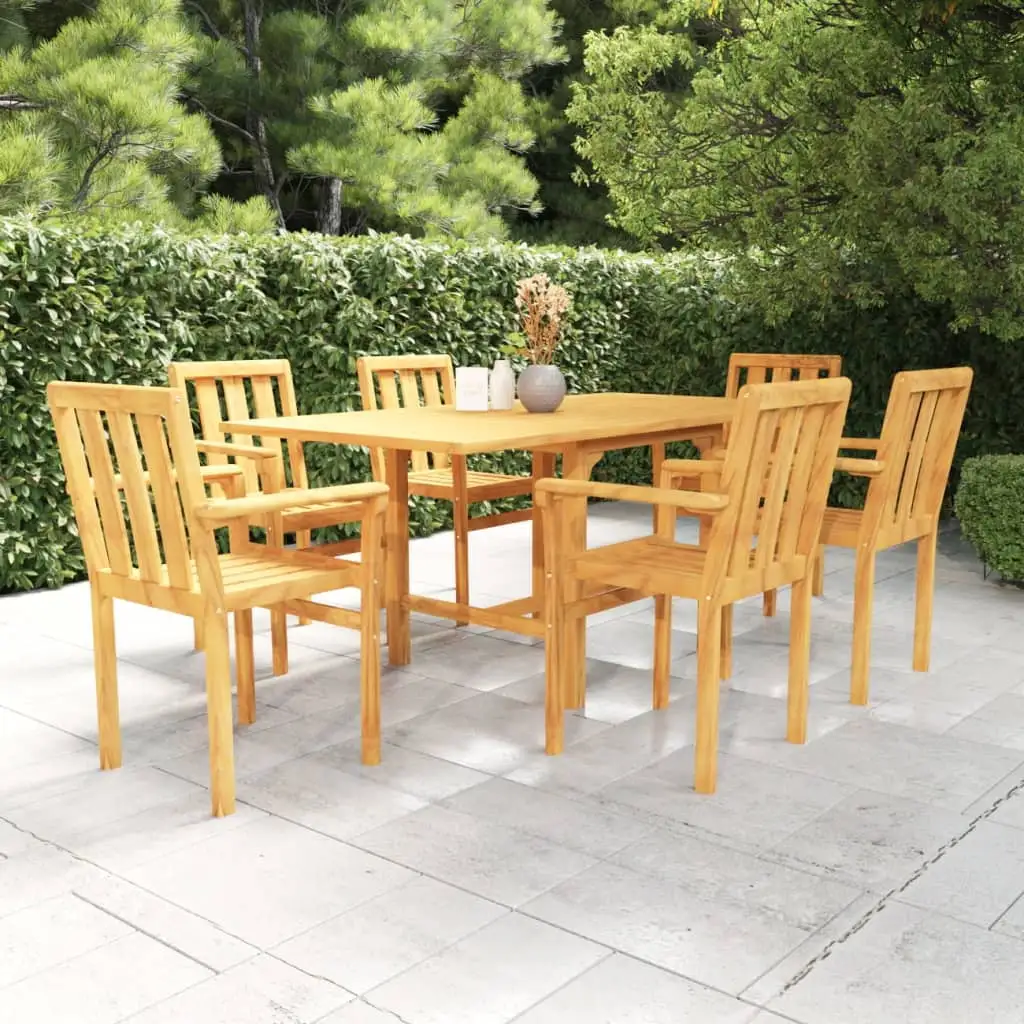 vidaXL 7 Piece Patio Dining Set Solid Teak Wood