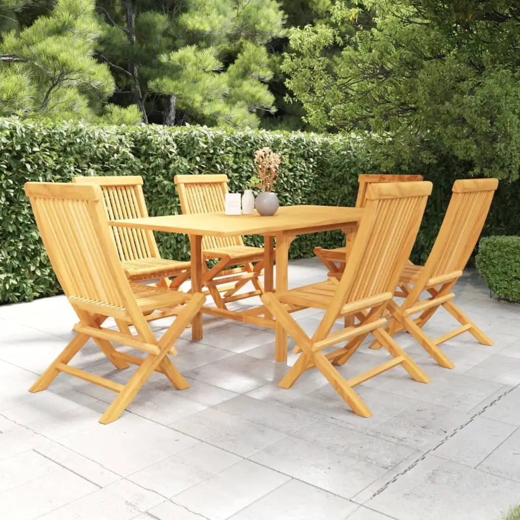 vidaXL 7 Piece Patio Dining Set Solid Teak Wood