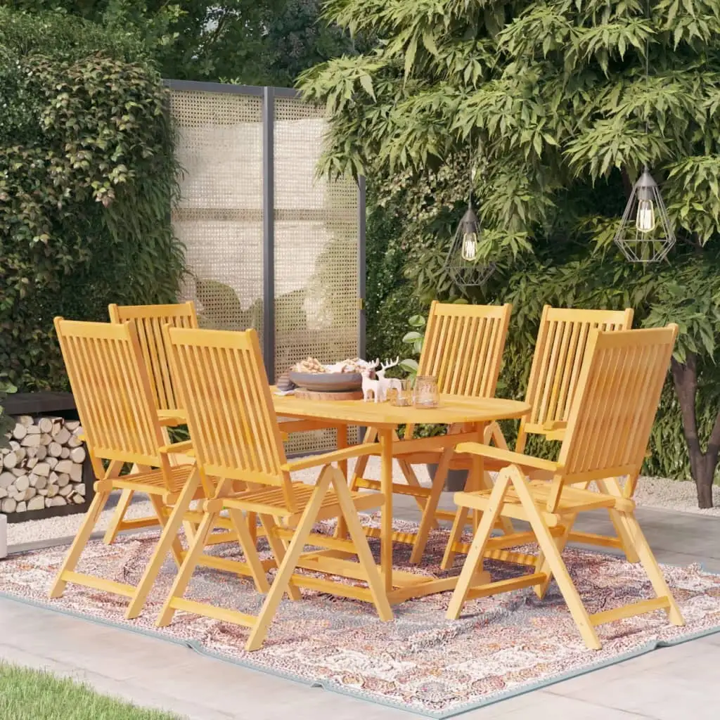 vidaXL 7 Piece Patio Dining Set Solid Teak Wood