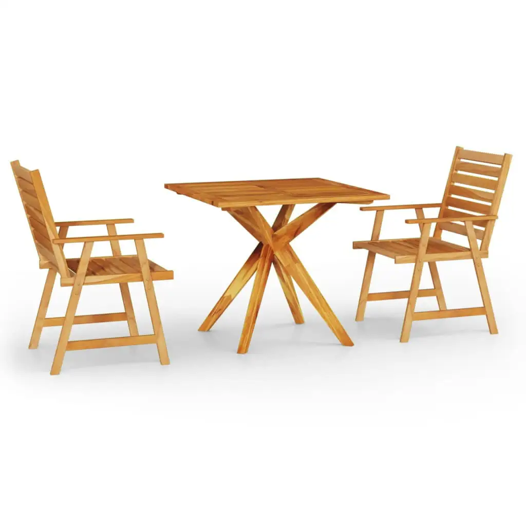 vidaXL Bistro Set Patio Table and Chairs Conversational Set Solid Acacia Wood