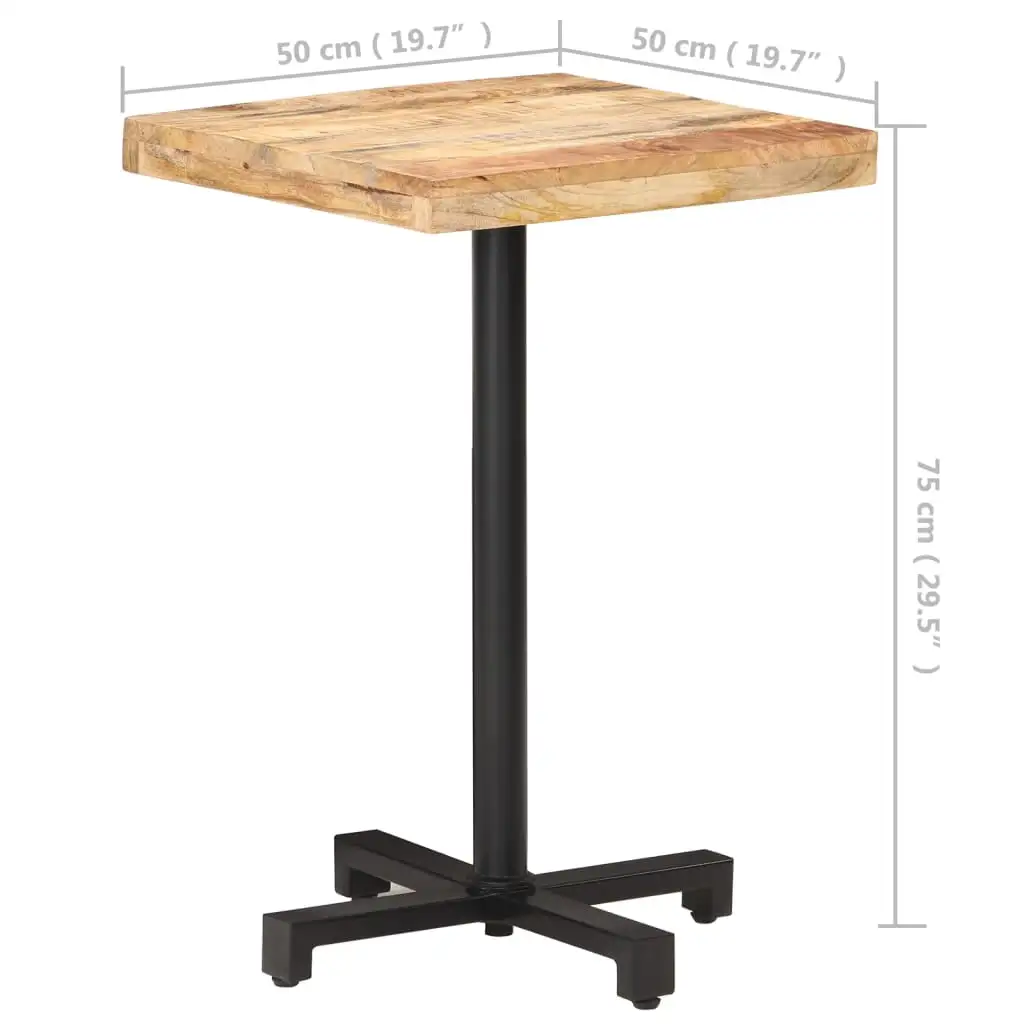 vidaXL Bistro Table Square 19.7x19.7x29.5 Rough Mango Wood