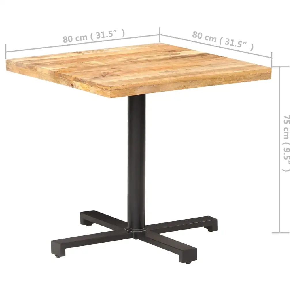 vidaXL Bistro Table Square 31.5x31.5x29.5 Rough Mango Wood