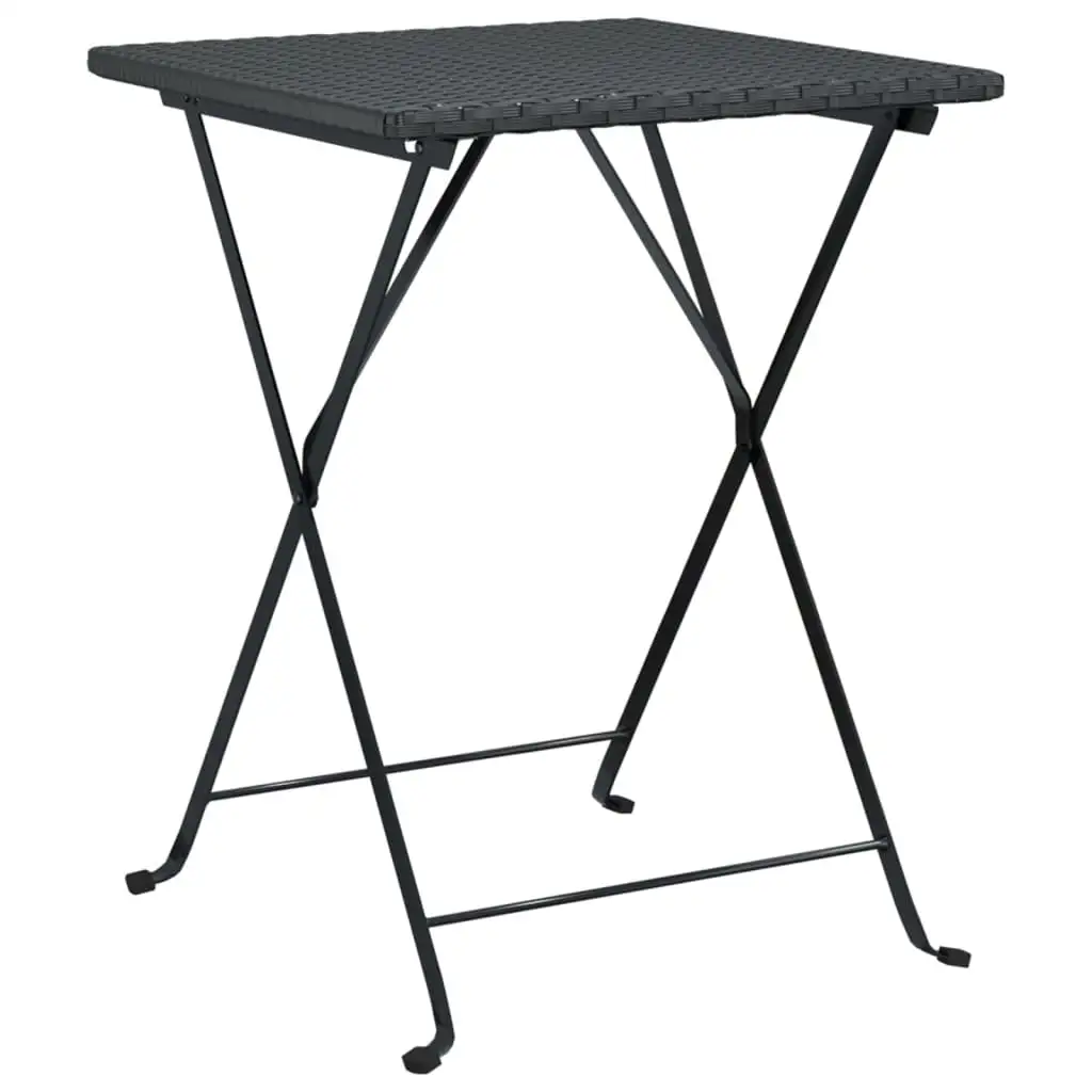 vidaXL Folding Bistro Table Black 21.7x21.3x28 Poly Rattan