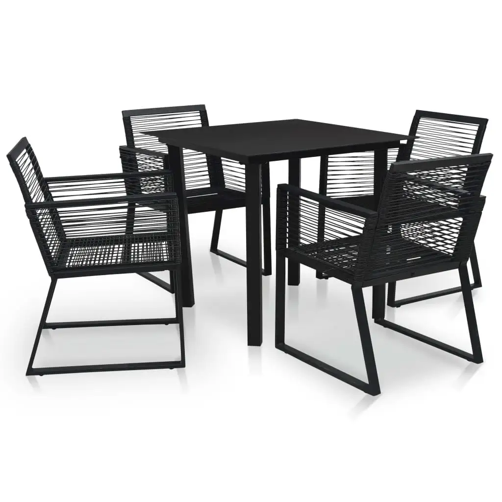 vidaXL Garden Dining Set 3/5 Piece PVC Rattan Black Outdoor Dinner Table Chair