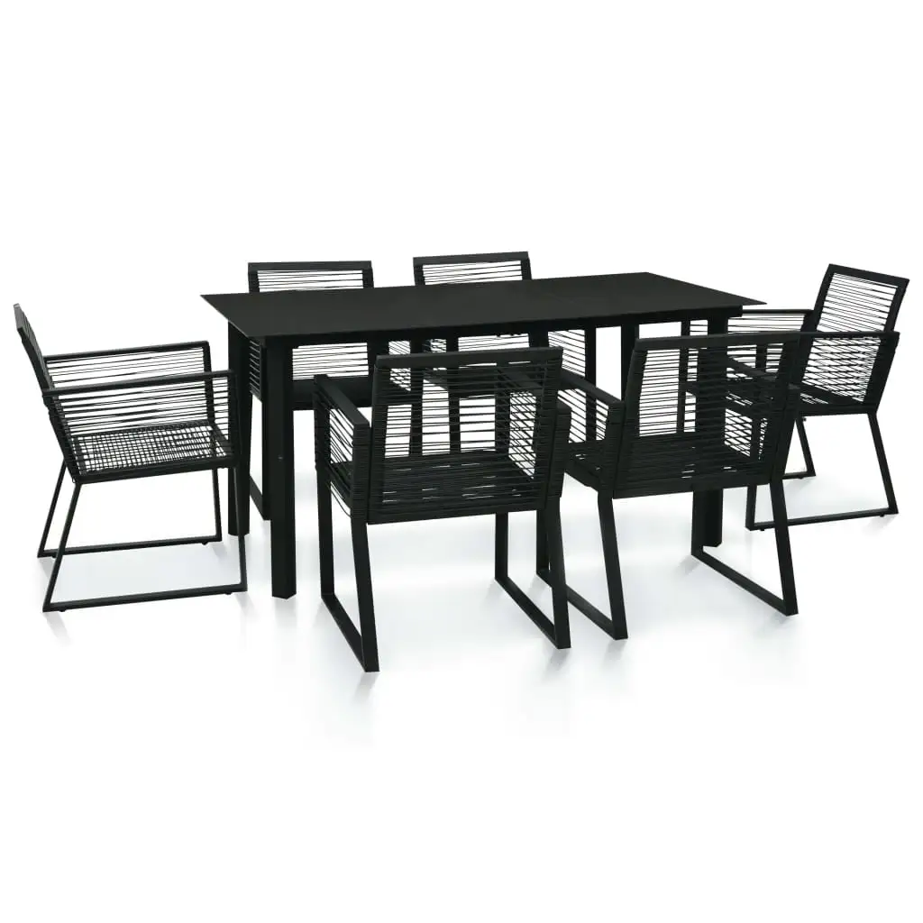 vidaXL Garden Dining Set 5/7 Piece PVC Rattan Black Outdoor Dinner Table Chair