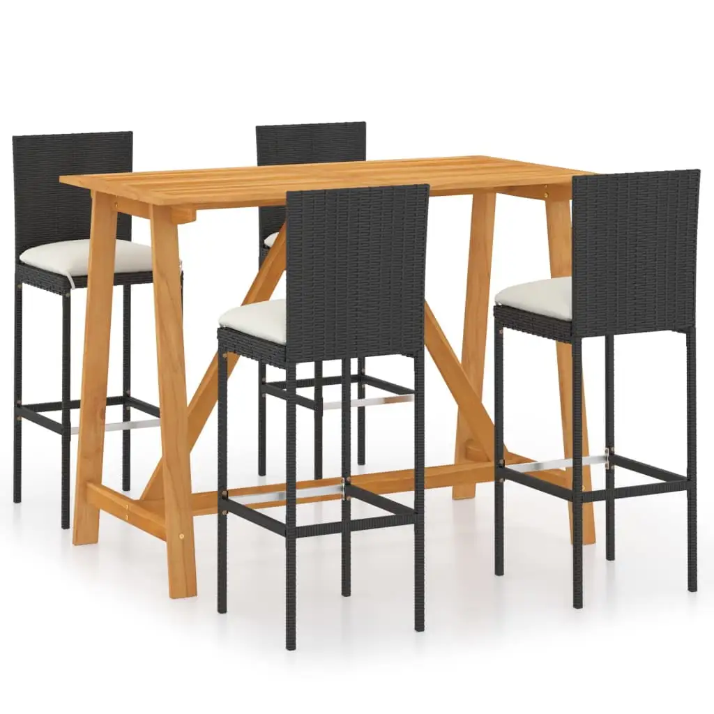 vidaXL Patio Bar Set Bar Table and Stools Patio Furniture Set with Cushions