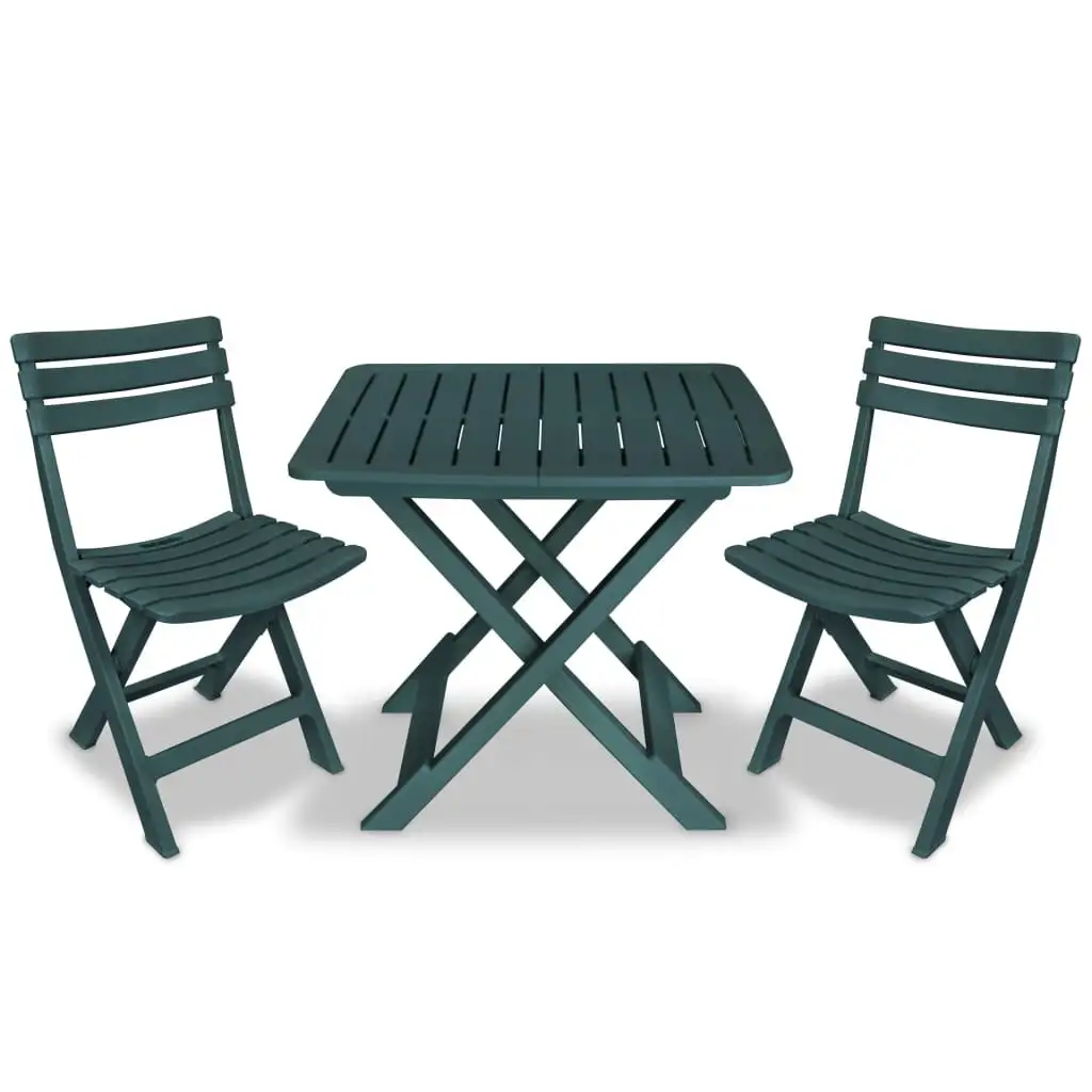 vidaXL Patio Bistro Set 3 Piece Folding Table and Chairs Furniture Plastic