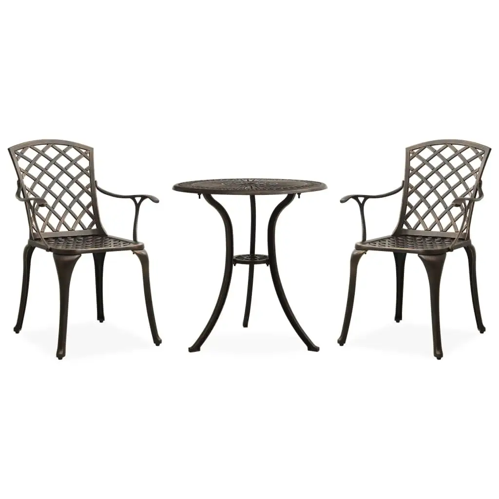 vidaXL Patio Bistro Set 3 Piece Patio Round Table and Chairs Cast Aluminum