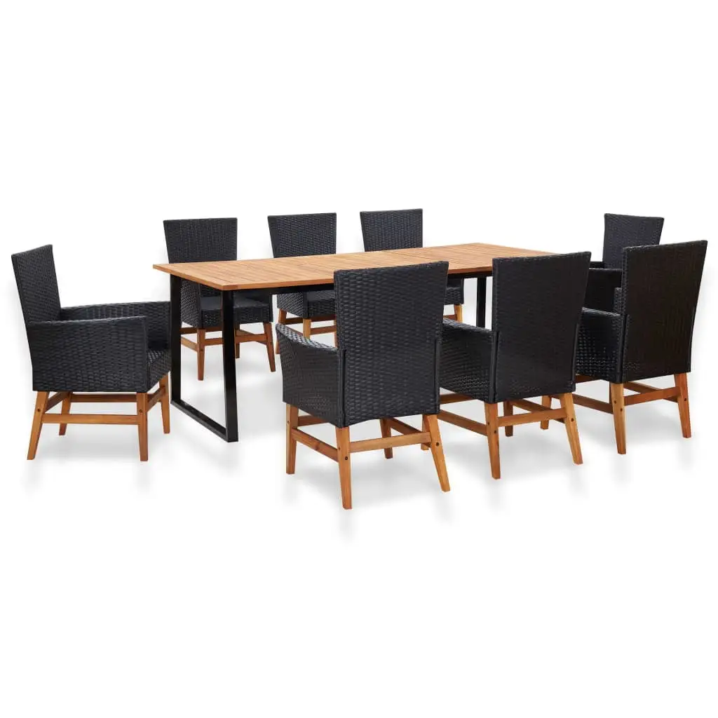 vidaXL Patio Dining Set Outdoor Table and Chairs Poly Rattan and Acacia Wood