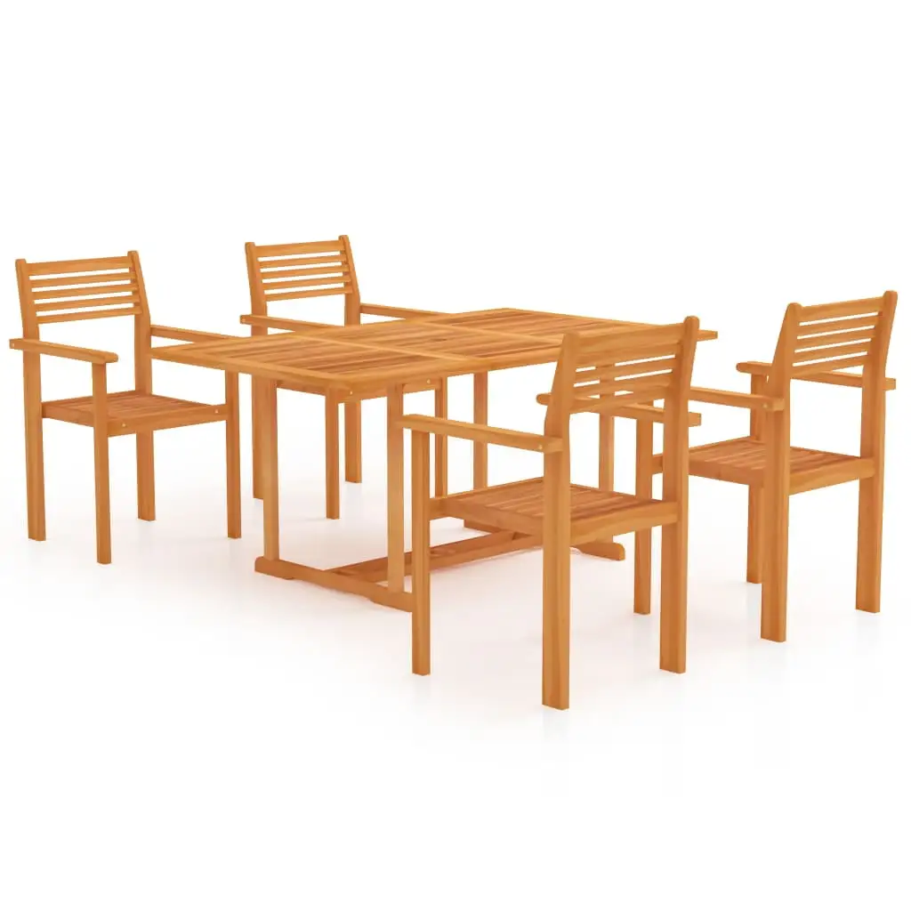 vidaXL Solid Wood Teak Patio Dining Set Dinner Dinette Furniture 5/7 Piece