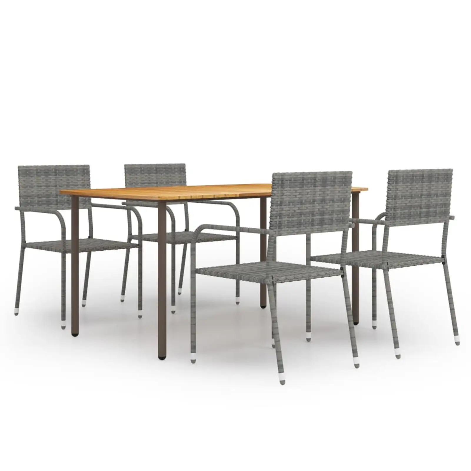 walmeck 5 Piece Patio Dining Set Poly Rattan Anthracite